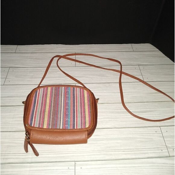 Claire's Women's Girl Mini Crossbody Bag Multicolor Stripes Design - Picture 1 of 9